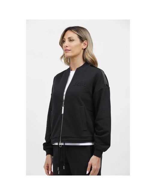 Max Mara Hoodies & Sweatvesten ,Zwart ,Katoen Sweatshirt Met Ritssluiting in het Black