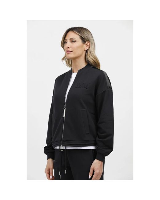 Max Mara Hoodies & Sweatvesten ,Zwart ,Katoen Sweatshirt Met Ritssluiting in het Black