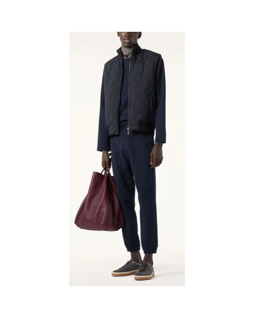 Loro Piana Jassen ,Blauw ,Blauwe Gewatteerde Vest Met Hoge Hals in het Blue voor heren