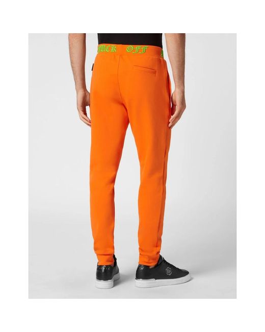 Philipp Plein Jogging Broeken Skull&Bones in het Orange voor heren