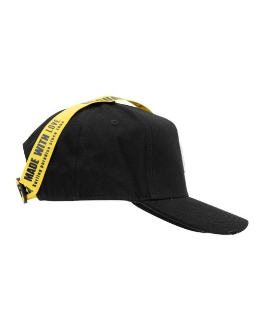 DSquared² Accessoires ,Zwart ,Katoen Stitched Logo Baseball Cap Fibbia in het Black