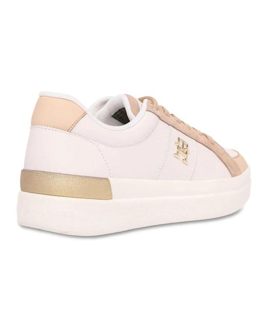 Tommy Hilfiger Pink Luxuriöse Leder-Sport-Sneaker