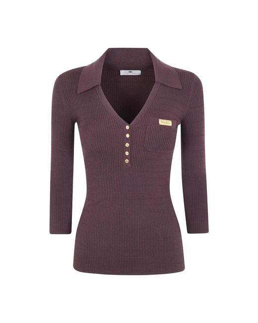 Elisabetta Franchi Purple V-Neck Knitwear