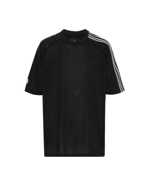 Magliette nera in cotone con logo di Y-3 in Black da Uomo