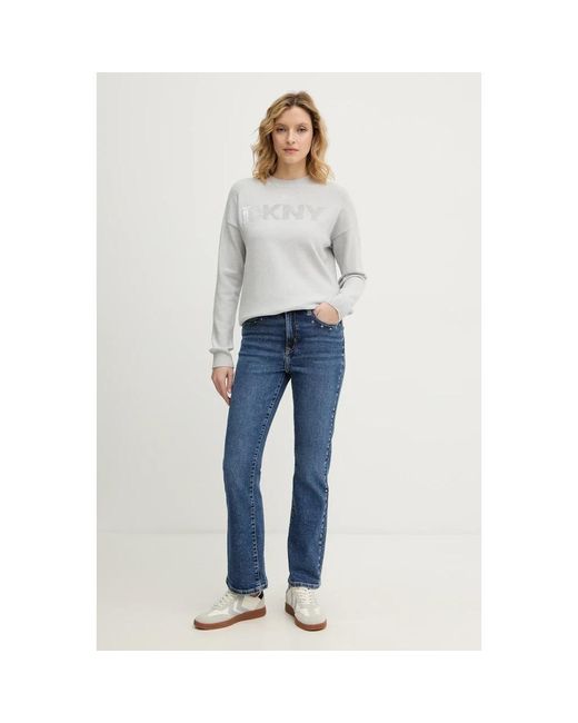 DKNY Sequin Logo Embellished Sweater in het Gray