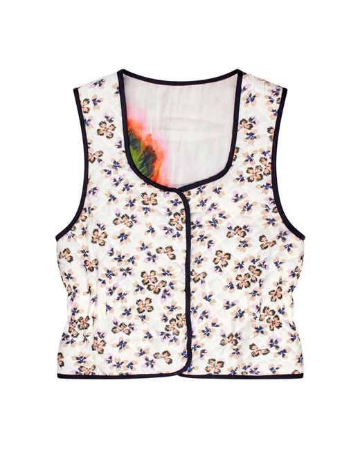 Munthe Jassen ,Omkeerbaar Gewatteerd Vest Met Prints in het Natural