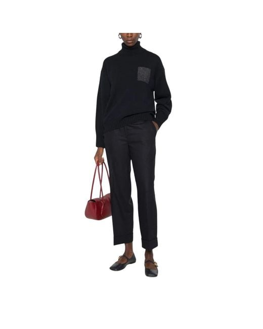 Peserico Black Cropped Trousers