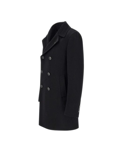 Tagliatore Black Double-Breasted Coats for men