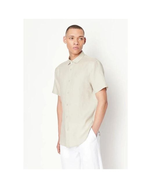 Armani Exchange Weiße kurzarmhemden,kurzarm dunkelblaue hemden,beige kurzarmhemden in White für Herren
