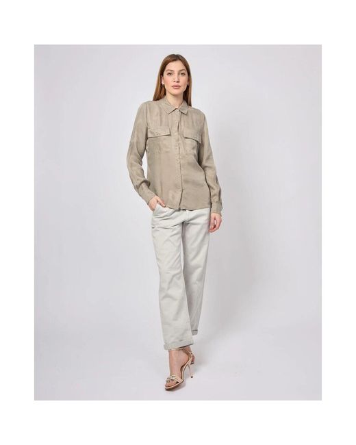 Guess Natural Graues Utility-Hemd Mit Langen Ärmeln