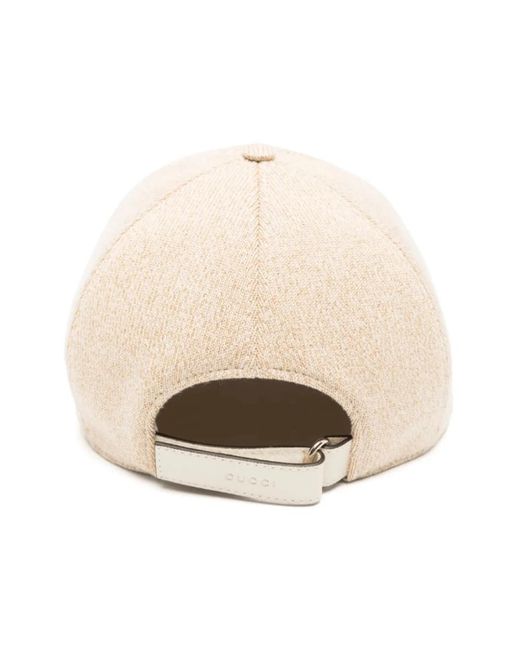 Gucci Natural Wollkappe Mit Doppel-G-Logo