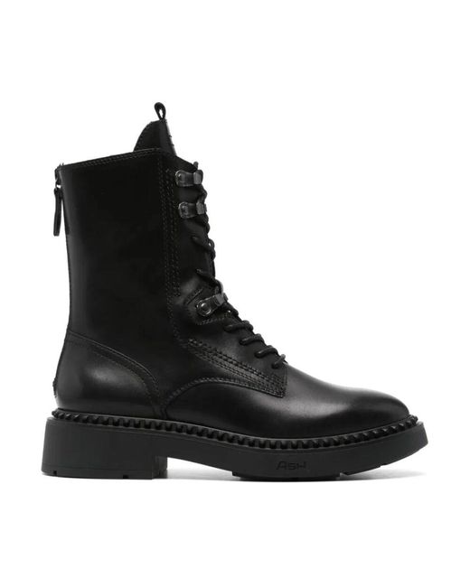 Ash Black Lace-Up Boots