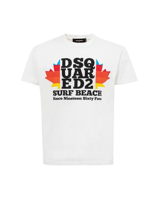 DSquared² Surf beach print t-shirt in White für Herren