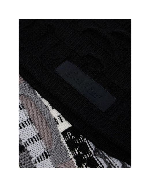 carlo colucci Black Multicolored Knitted Winter Scarf for men