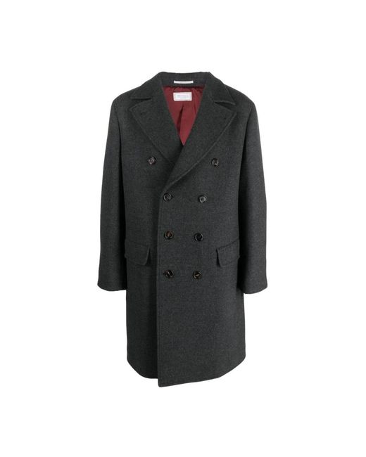 Brunello Cucinelli Black Double-Breasted Coats for men