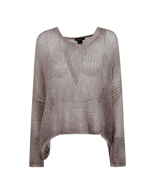 Avant Toi Brown Handbemalter kaschmir seide v-ausschnitt pullover