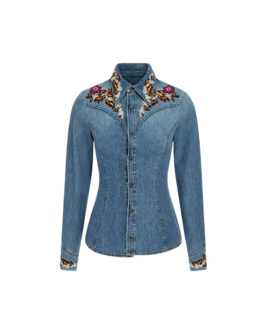 Roberto Cavalli Blue Denim Shirts