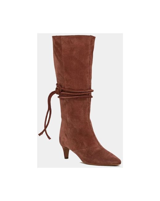 Forte Forte Brown Wildleder Stiefeletten Mit Mittelhohem Absatz Und Weichem Schaft