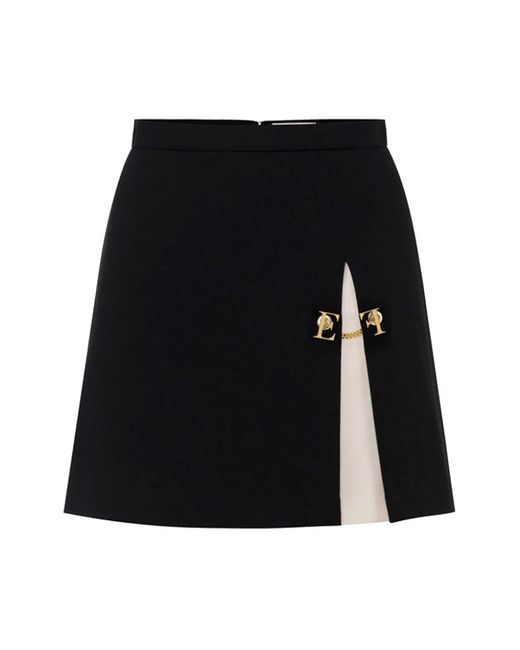 Elisabetta Franchi Black Schwarzer minirock mit metall detail,schwarzer rock mit goldener metallverzierung