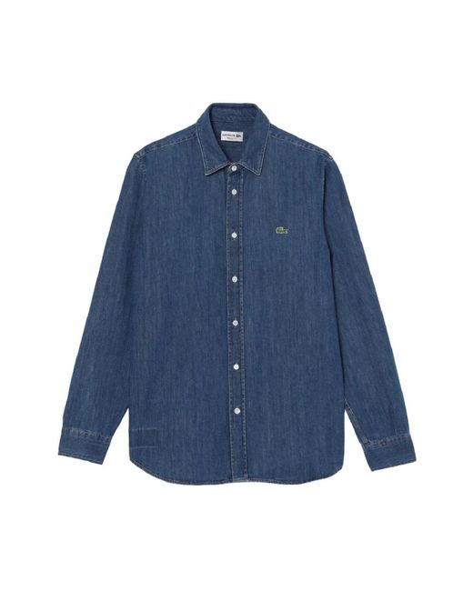 Lacoste Overhemden ,Blauw ,Denim Blauw Denim Overhemd Iconische Look in het Blue voor heren