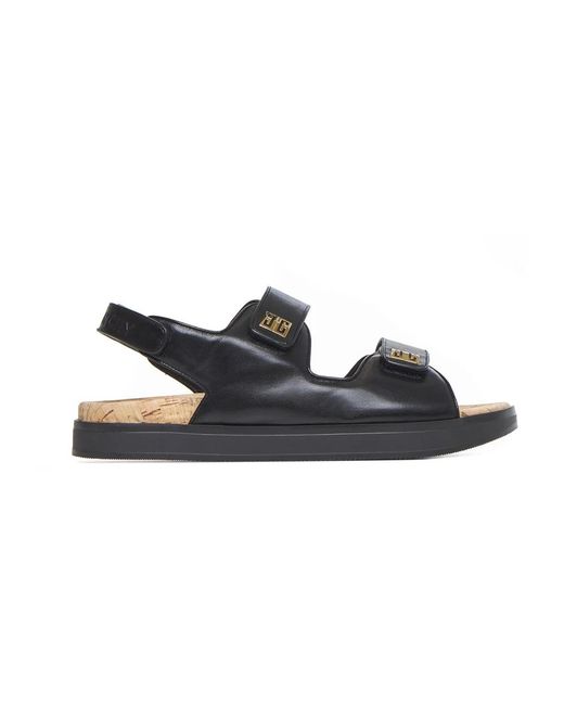 Givenchy Black Leather 4G Sandals