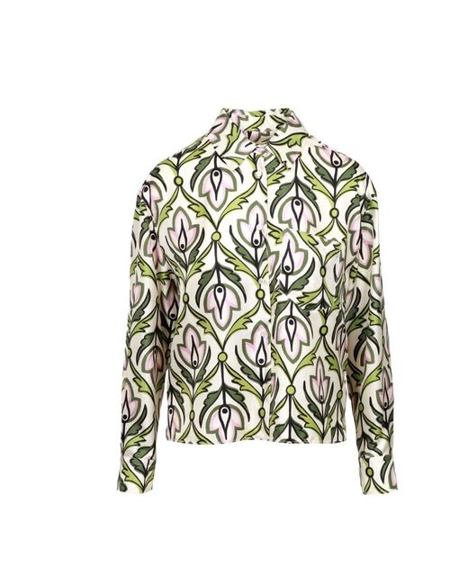 Weekend by Maxmara Overhemden ,Veelkleurig ,Zijden Blouse Met Bloemenprint in het Green