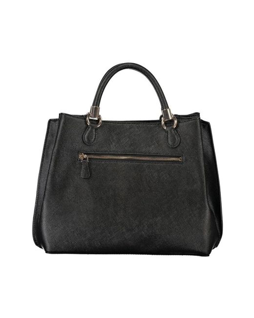 Guess Black Schwarze Polyethylen-Handtasche Mit Verstellbarem Schulterriemen Und Mehreren Fächern