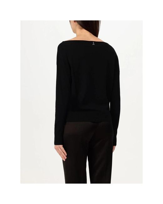 Patrizia Pepe Zwarte Boot Neck Gebreide Trui in het Black