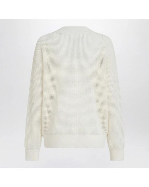 Brunello Cucinelli White Cashmere Knitwear