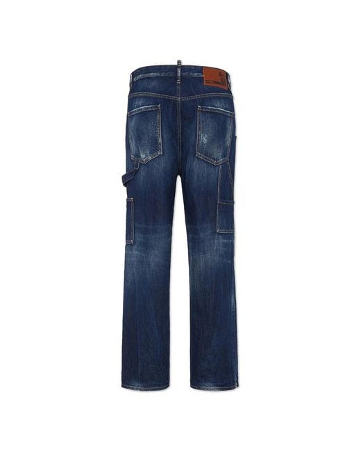 DSquared² Jeans ,Blauw ,Denim Carpenter Distressed Denim Jeans in het Blue voor heren
