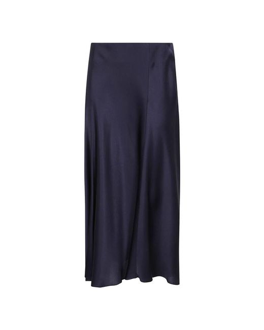 Alberta Ferretti Blue Blaue satin midi rock