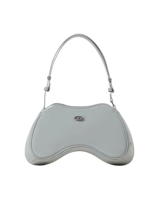 DIESEL Gray Schwarze Lackleder-Schultertasche