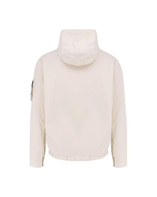 Stone Island Zip-Up Jas Met Capuchon in het Natural voor heren