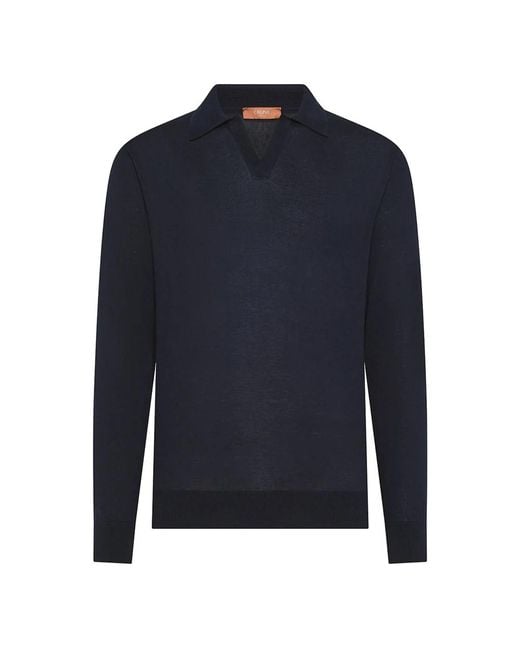 Cruna Blue V-Neck Knitwear for men