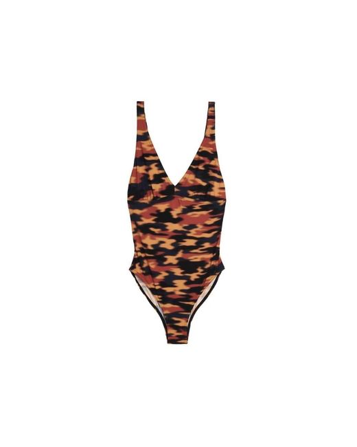 Dries Van Noten Brown Polyester Einteiliger Badeanzug