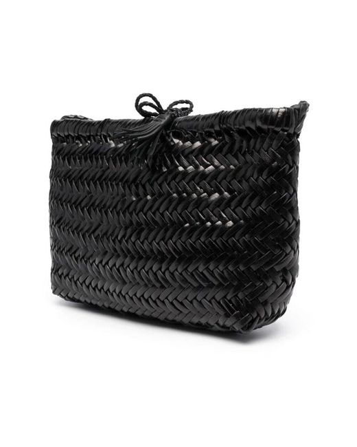 Dragon Diffusion Black Geflochtene leder schultertasche