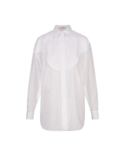 Camisa blanca oversize con aplicación frontal Ermanno Scervino de color White