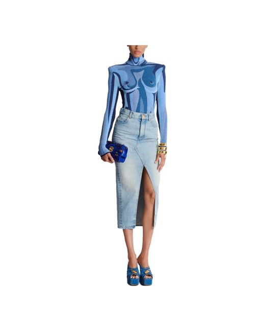 Balmain Denim Skirts in het Blue