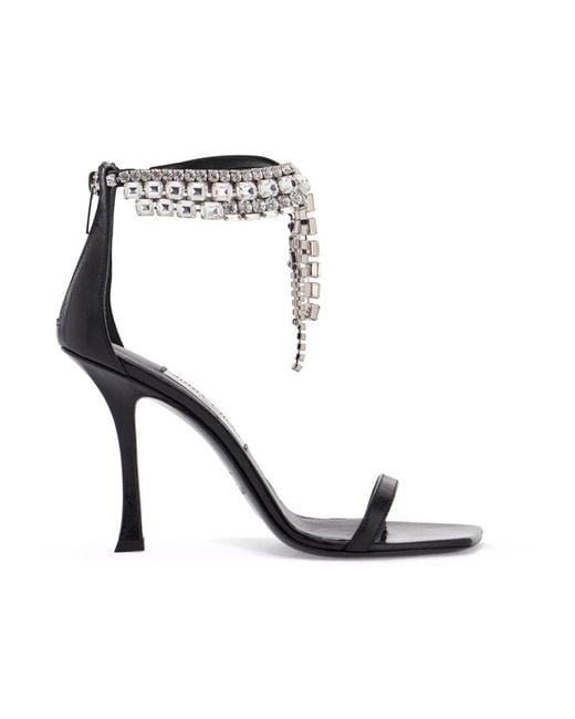 Jimmy Choo Black Kristallverzierte ledersandalen