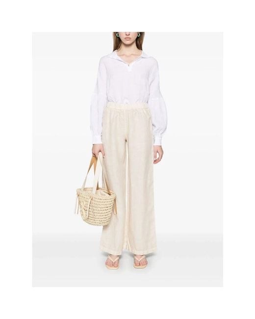 Wide Trousers 120% Lino de color White