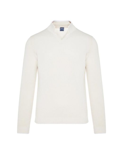 Fedeli White V-Neck Knitwear for men