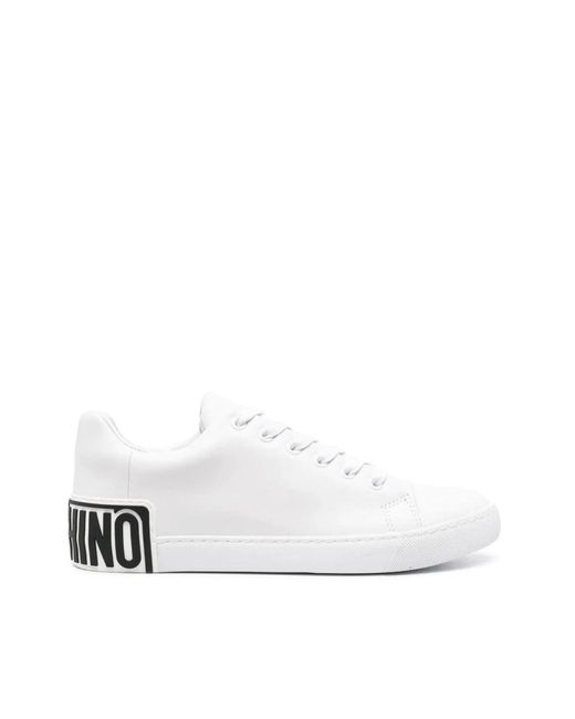 Moschino Weiße low sneakers mit logo in White für Herren