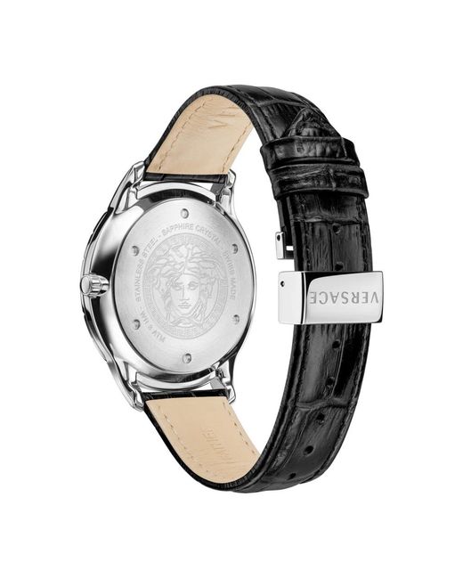 Versace Uhr schwarz leder silber gmt in Metallic für Herren