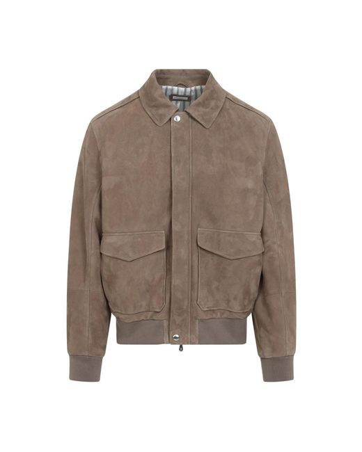 Brunello Cucinelli Brown Bomber Jackets for men
