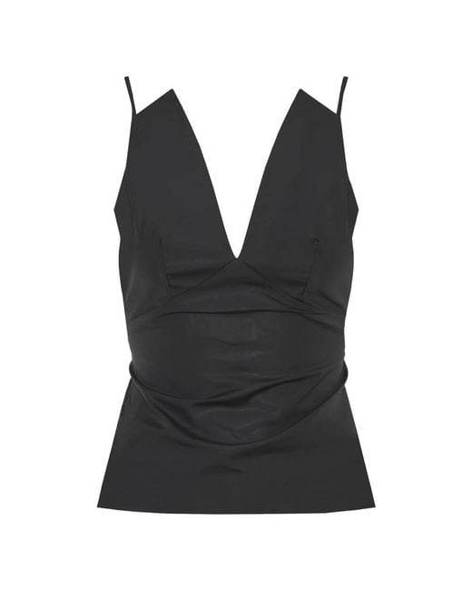 Barba Napoli Black Sleeveless Tops