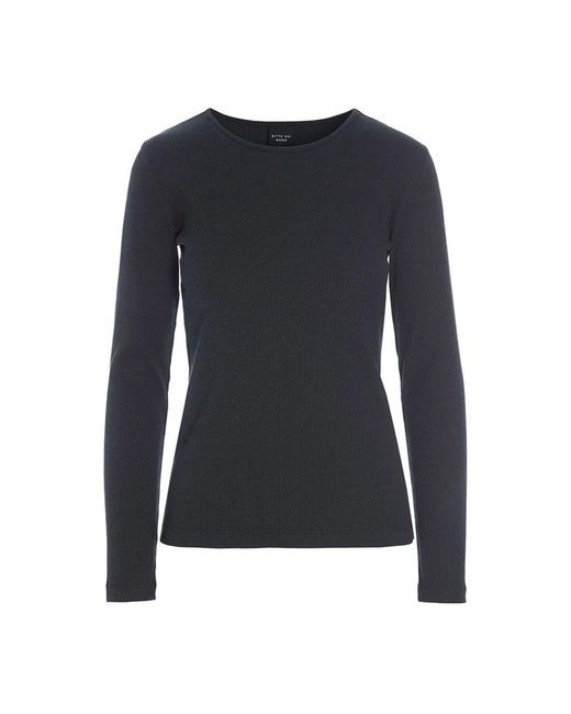 Bitte Kai Rand Geribbelde Longsleeve Top Zwart in het Black
