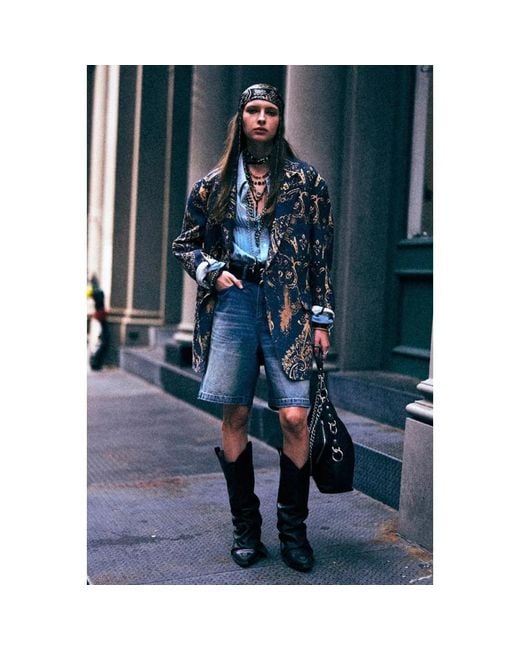 R13 Blue Denim Shorts