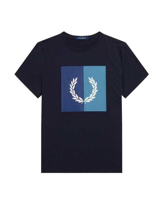 Fred Perry Laurel Kranz Grafik Tee Navy in Blue für Herren
