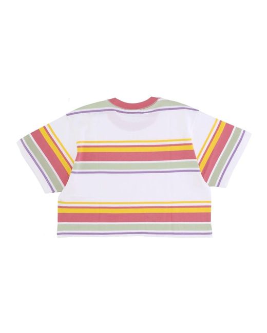 Obey Tops ,Veelkleurig ,Katoen Gestreepte June Cropped Tee Roze in het Pink