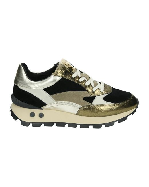 Floris Van Bommel Schoenen ,Veelkleurig ,Leer Gouden Sportieve Lage Sneakers Blokki 04.00 in het Black